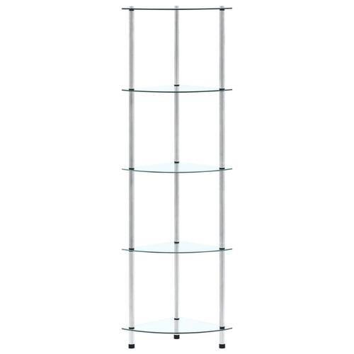 Reol 5 hylder 30x30x130 hærdet glas transparent