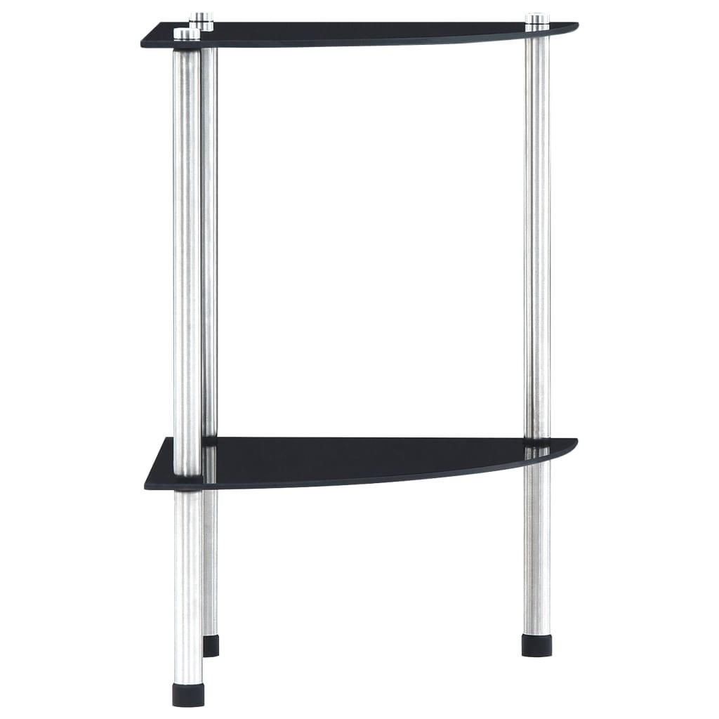 Reol med 2 hylder 30x30x47 cm hærdet glas sort