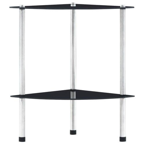 Reol med 2 hylder 30x30x47 cm hærdet glas sort