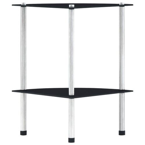 Reol med 2 hylder 30x30x47 cm hærdet glas sort