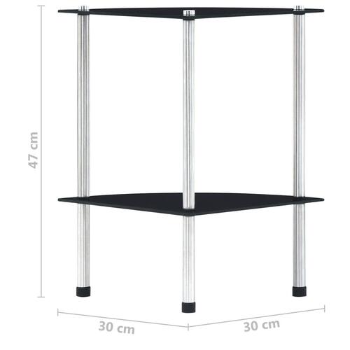 Reol med 2 hylder 30x30x47 cm hærdet glas sort