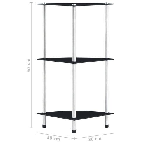 Reol 3 hylder 30x30x67 cm hærdet glas sort