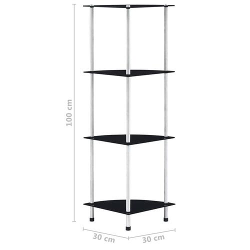 Reol 4 hylder 30x30x100 cm hærdet glas sort