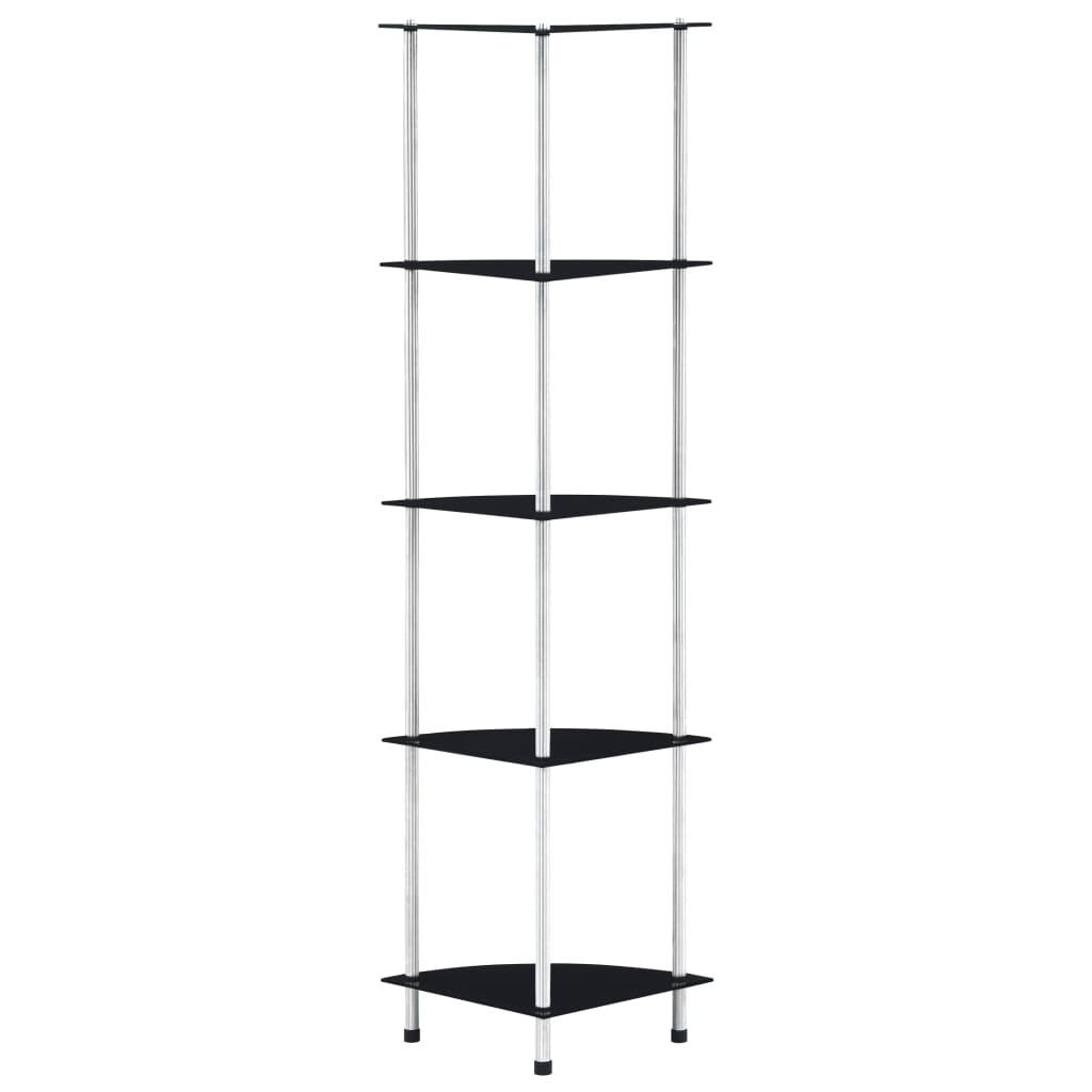 Reol 5 hylder 30x30x130 cm hærdet glas sort