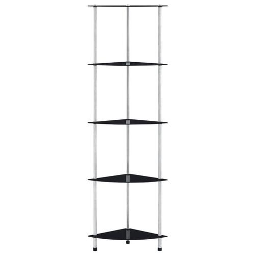 Reol 5 hylder 30x30x130 cm hærdet glas sort