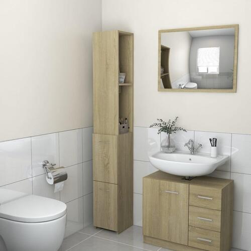 Badeværelsesskab 25x26,5x170 cm konstrueret træ sonoma-eg (OUTLET A)