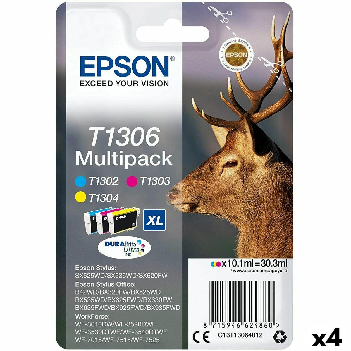 Epson T1306 XL multipack - original blækpatron, tricolour + gul (4 stk)