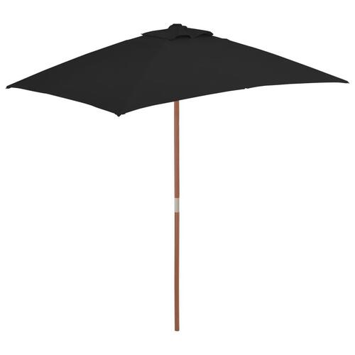 Haveparasol 150x200 cm træstang sort