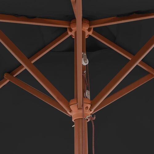 Haveparasol 150x200 cm træstang sort