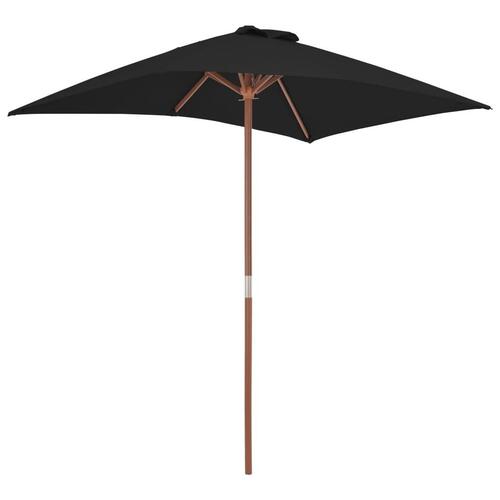 Haveparasol 150x200 cm træstang sort