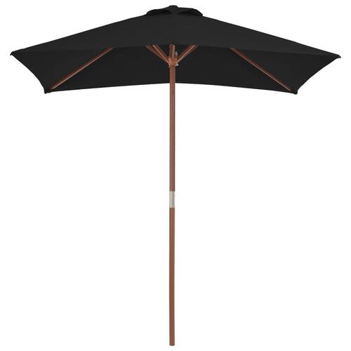 Haveparasol 150x200 cm træstang sort