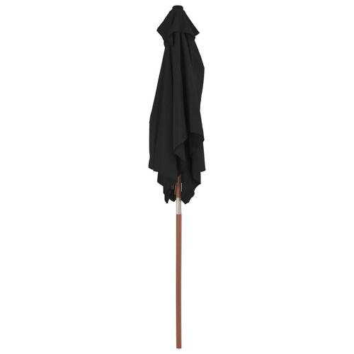 Haveparasol 150x200 cm træstang sort