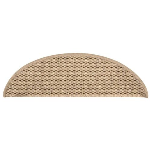 Selvklæbende trappemåtter 15stk. 56x17x3cm sisal-look sandfarve