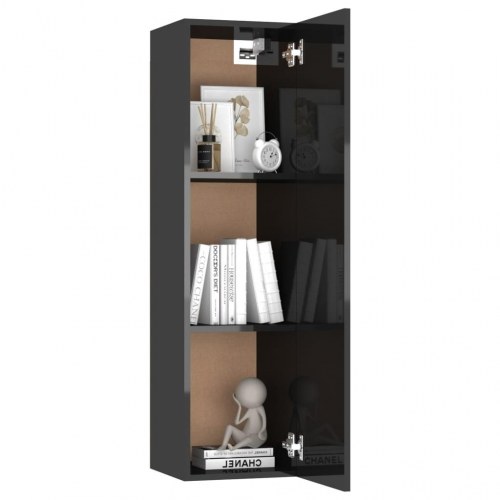 Tv-bord 30,5x30x110 cm konstrueret træ sort højglans