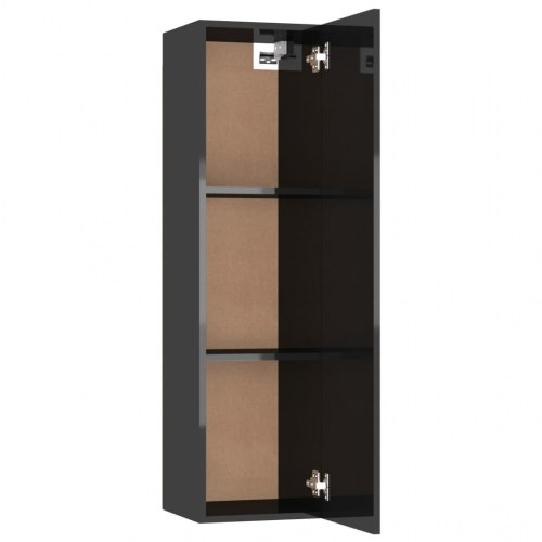 Tv-bord 30,5x30x110 cm konstrueret træ sort højglans