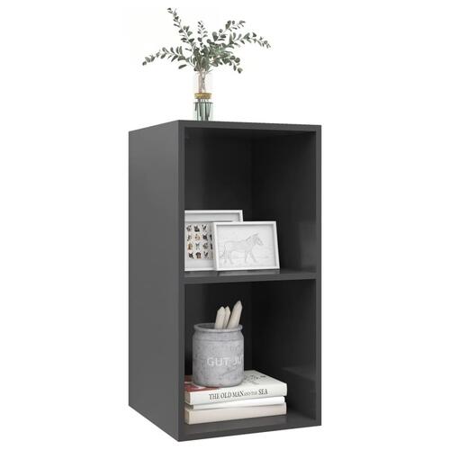 Væghængt tv-bord 37x37x72 cm konstrueret træ grå