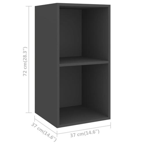 Væghængt tv-bord 37x37x72 cm konstrueret træ grå