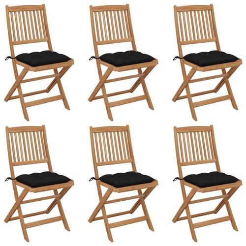 Foldbare havestole 6 stk. med hynder massivt akacietræ
