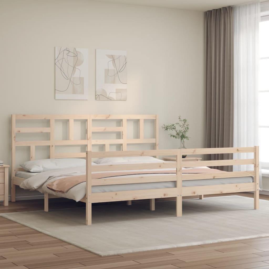 Sengeramme med sengegavl 200x200 cm massivt træ