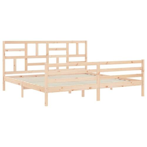 Sengeramme med sengegavl 200x200 cm massivt træ
