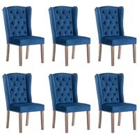 Spisebordsstole 6 stk. velour blå