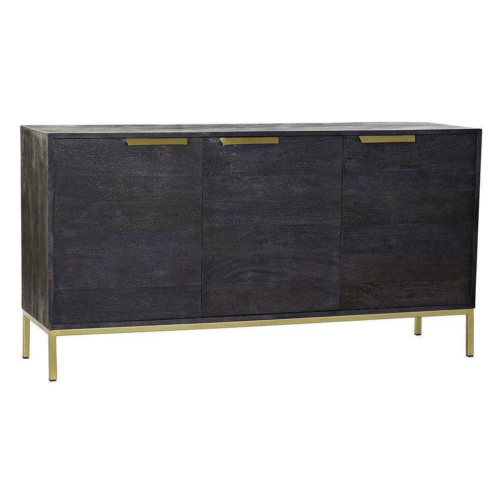 Skænk i sort/guld mangotræ - 145 × 41 × 77 cm