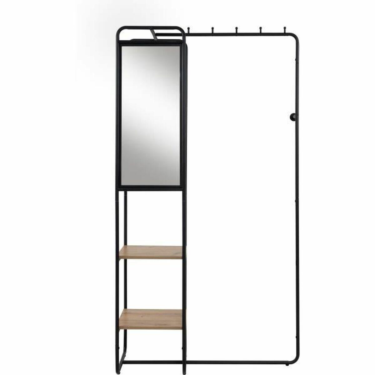 Hallbord - Sort entrémøbel med spejl, 100 × 185 × 37 cm