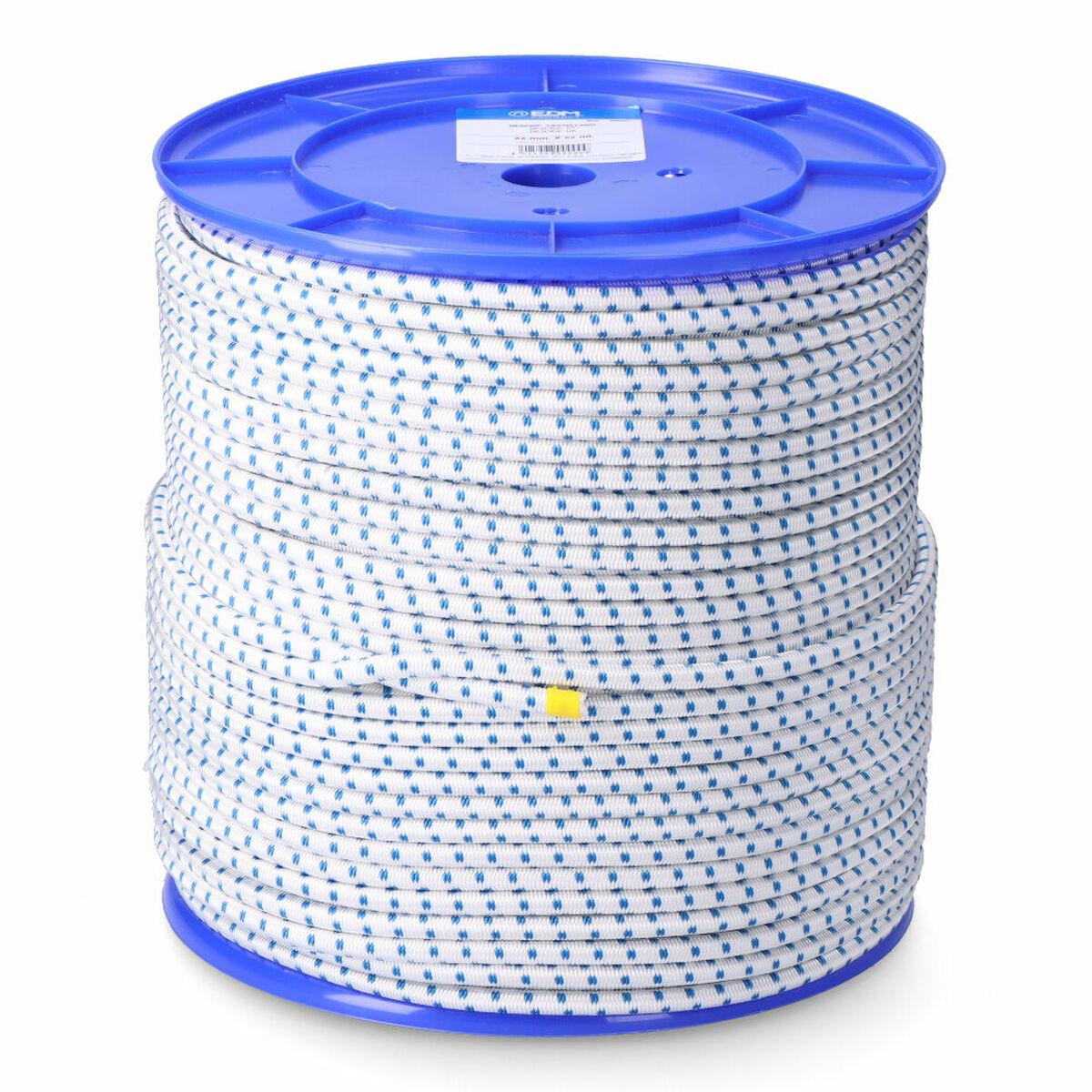 EDM Product elastisk tov - polyester/latex, blå/hvid, 10 mm × 100 m
