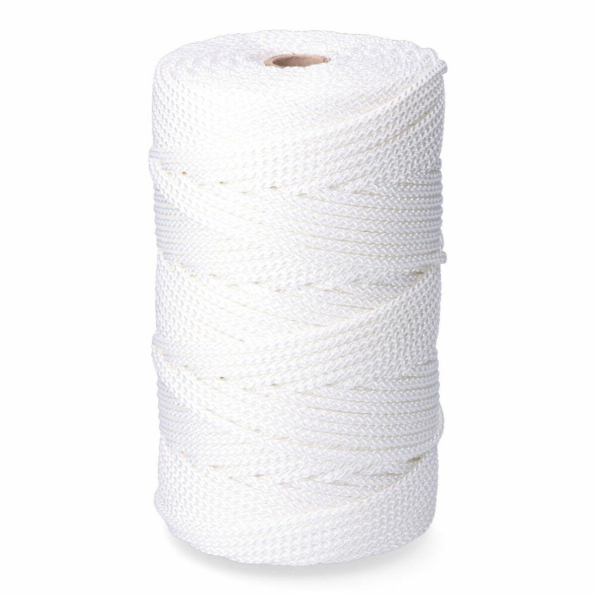 Snørebånd, ledning EDM 87919 Hvid Polyester 6 mm x 200 m Fletning