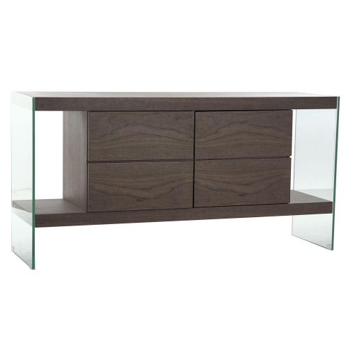 Skænk - brun/transparent, valnød look, træ/MDF, 160 × 45 × 80 cm