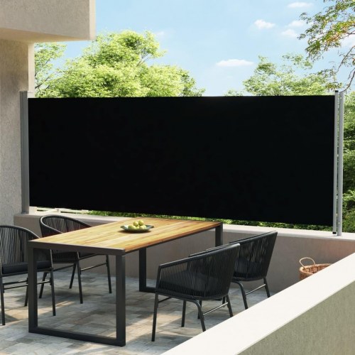 Sammenrullelig sidemarkise til terrassen 600x160 cm sort