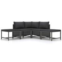 Sofasæt 5 dele med hynder polyrattan grå