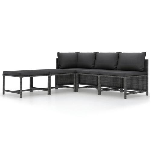 Sofasæt 5 dele med hynder polyrattan grå