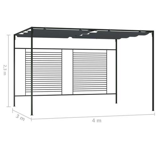 Havepavillon med udtrækkeligt tag 4x3x2,3 m 180 g/m² antracit