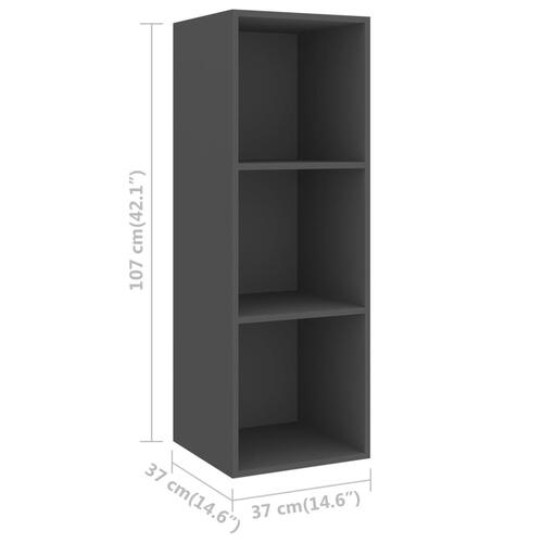 Væghængt tv-skab 37x37x107 cm konstrueret træ grå