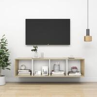Væghængt tv-skab 37x37x142,5 cm konstrueret træ sonoma-eg hvid