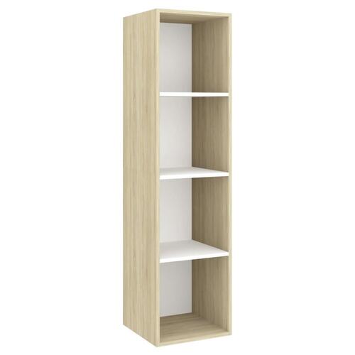 Væghængt tv-skab 37x37x142,5 cm konstrueret træ sonoma-eg hvid