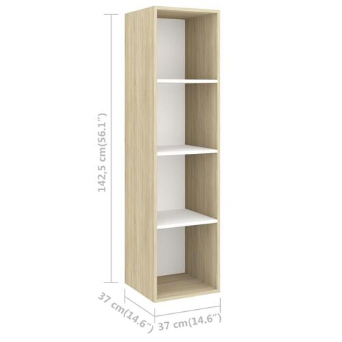 Væghængt tv-skab 37x37x142,5 cm konstrueret træ sonoma-eg hvid