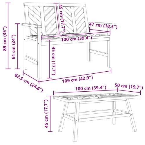 3 Stykke Have Lounge Sæt Solid Træ Akacietræ