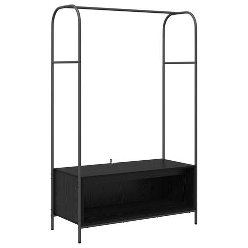 Tøjstativ med hylder sort egetræ 100x44x160 cm