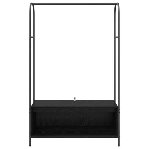 Tøjstativ med hylder sort egetræ 100x44x160 cm