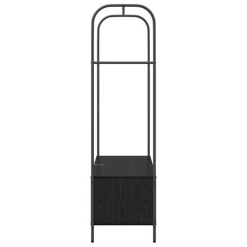 Tøjstativ med hylder sort egetræ 100x44x160 cm