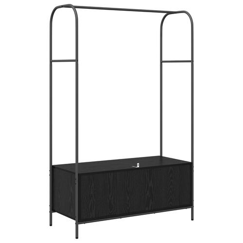 Tøjstativ med hylder sort egetræ 100x44x160 cm