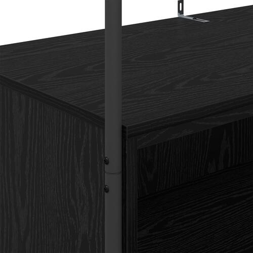 Tøjstativ med hylder sort egetræ 100x44x160 cm