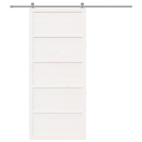 Lade Dør Hvid 80x208 cm Solid Træ Fyrretræ