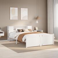 Seng med reol uden madras 120x190 cm massivt fyrretræ hvid