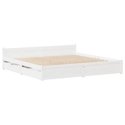 Sengeramme uden madras 120x190 cm massivt fyrretræ hvid