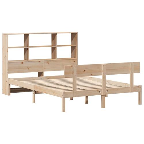 Seng med reol uden madras 135x190 cm massivt fyrretræ