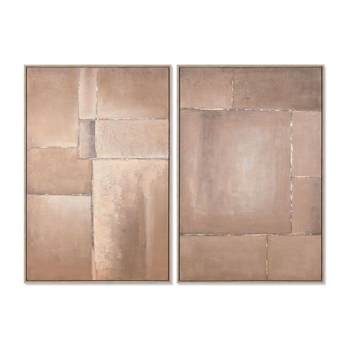 Håndmalet lærred - abstrakt, brun, 80 × 120 cm