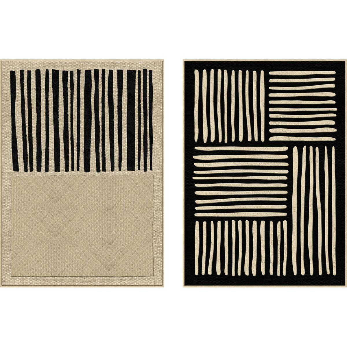 Lærredsmaleri - polystyren ramme, 103 × 4,5 × 143 cm, sort/beige